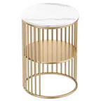 Rattan Beistelltisch mit Bambusgestell, Platte aus gehärtetem Glas, Z-förmiges Ablagefach, Natur