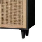 62.20Rattan-Aufbewahrungsschrank, moderner Holz-Buffetschrank mit 4 Türen und verstellbaren Einlegeböden, Akzent-Sideboard-Aufbewahrungsschrank für Wohnzimmer, Flur