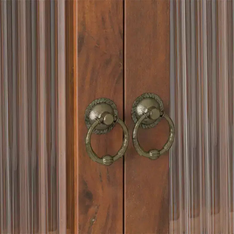 24.8Glas-Doppel-Wandschrank im Vintage-Stil mit drei Ablagefächern und Handtuchhalter, für Bad, Küche, Esszimmer, Braun